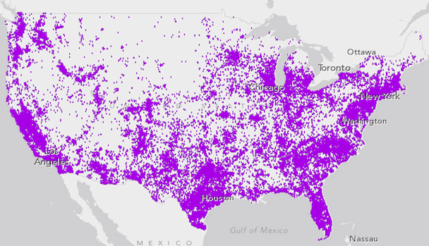 Map of people that speak Spanish at home. Source: Badger, Emily, “Where 60 Million People in the U.S. Don’t Speak English at Home,” The Atlantic Cities 