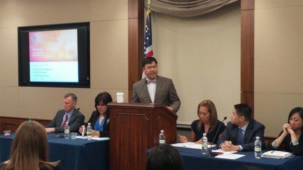 Ben de Guzman introduces the EDs of the Diverse Elders Coalition member organizations at our Congressional Briefing on July 14th.