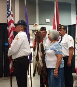 Iroquois Nation veterans lead the morning color guard.