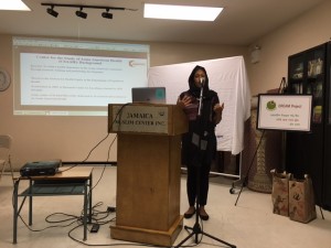 Dr. Nadia Islam, PhD, the Deputy Director and co-investigator of the Center for the Study of Asian American Health presents findings on the DREAM Project to India Home's elder clients.