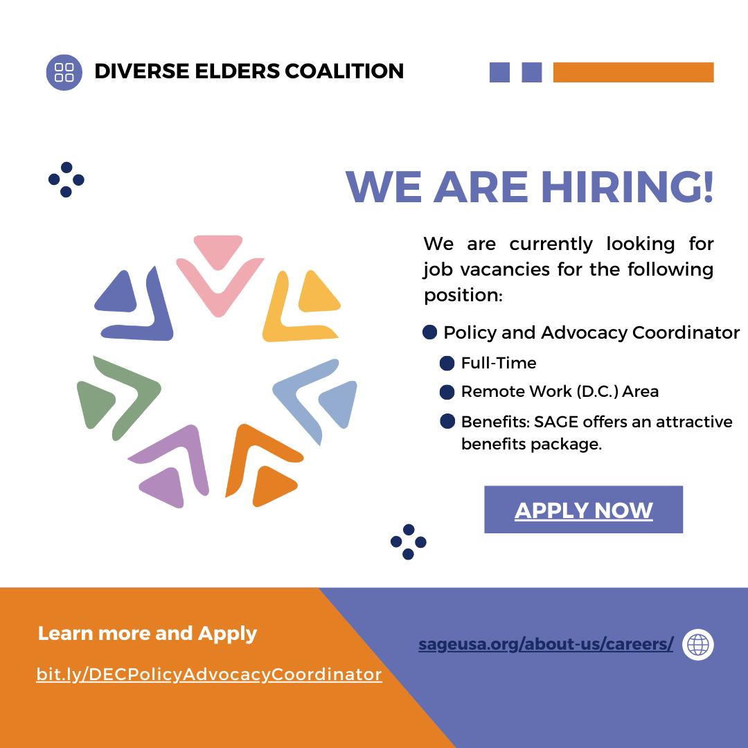 Join the Diverse Elders Coalition: We’re Hiring a Policy & Advocacy Coordinator